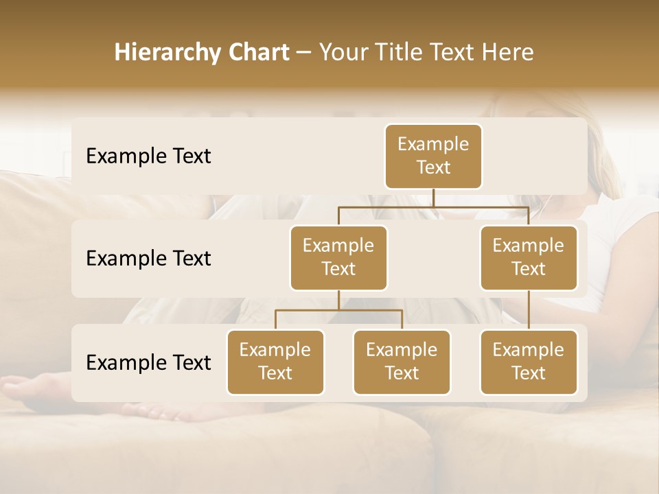 Woman In Living Room Listening To Mp3 Player Smiling PowerPoint Template