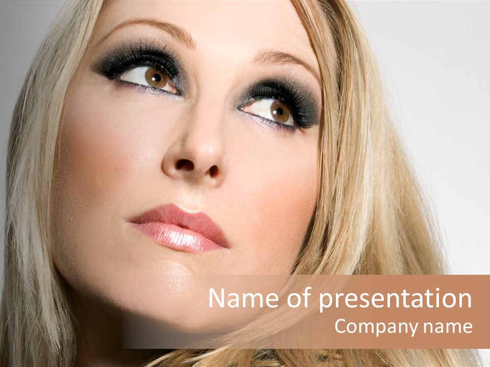 A Woman's Face And Dramatic Eyes. PowerPoint Template