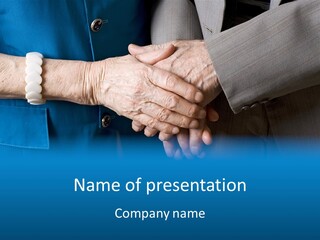 Senior Couple Holding Hands PowerPoint Template