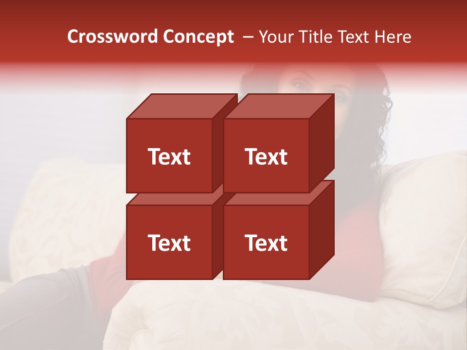 A Woman Sitting On A Couch With Her Arms Crossed PowerPoint Template