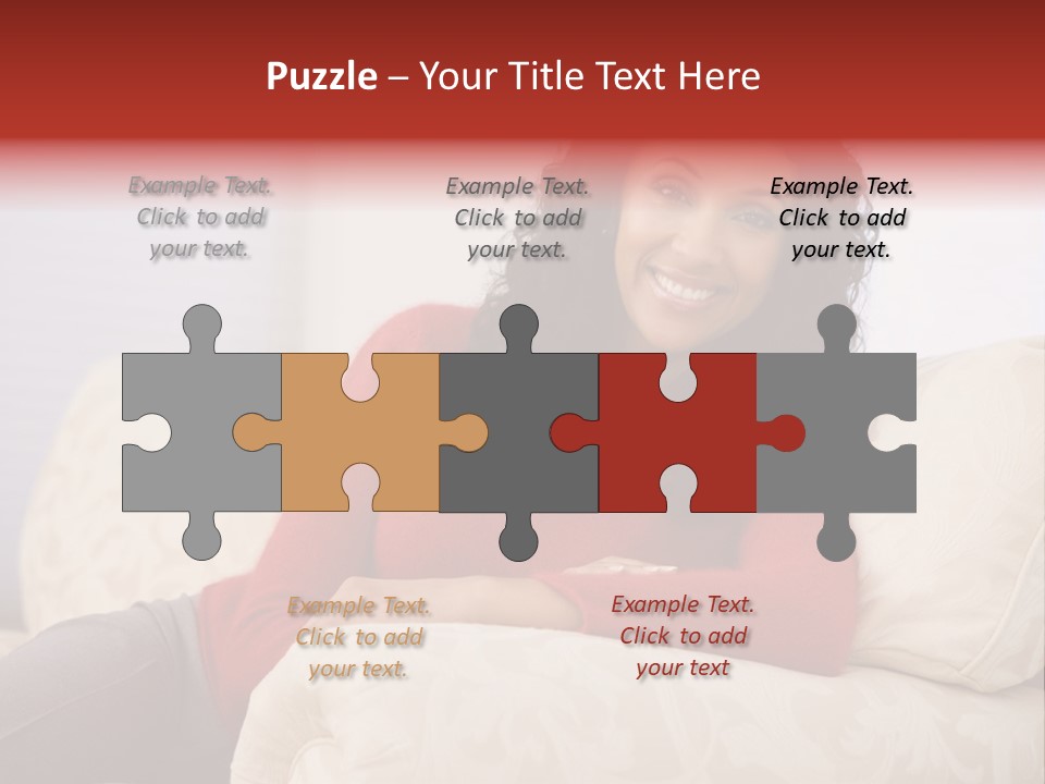 A Woman Sitting On A Couch With Her Arms Crossed PowerPoint Template