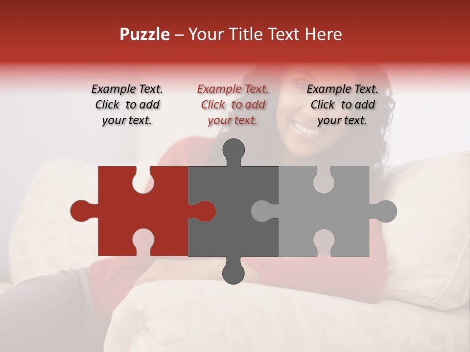 A Woman Sitting On A Couch With Her Arms Crossed PowerPoint Template