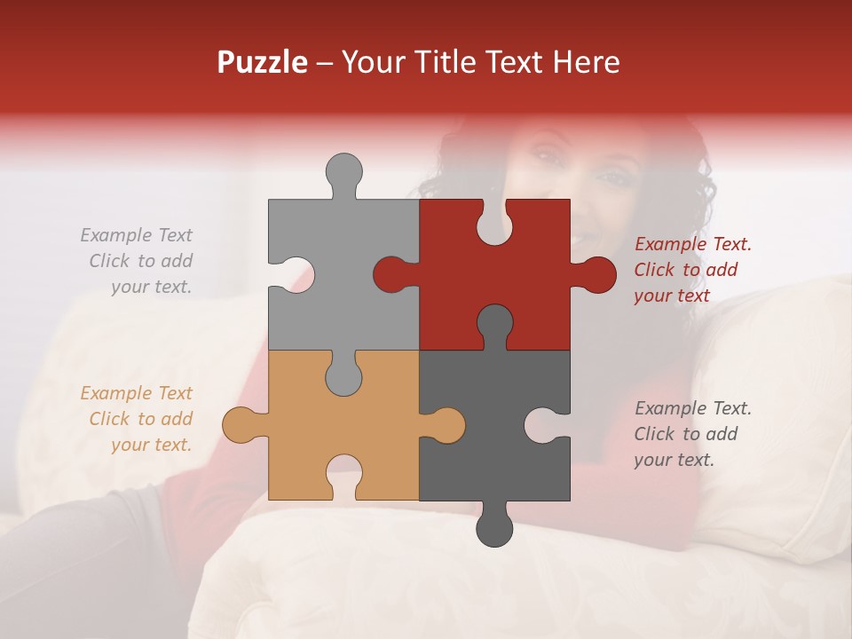 A Woman Sitting On A Couch With Her Arms Crossed PowerPoint Template