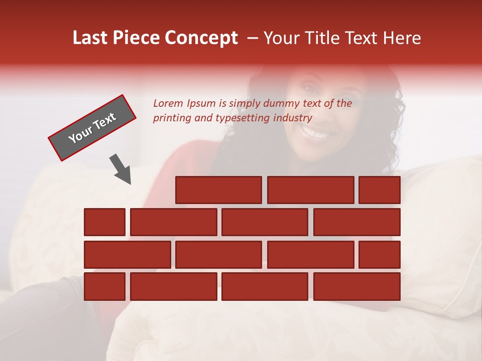 A Woman Sitting On A Couch With Her Arms Crossed PowerPoint Template