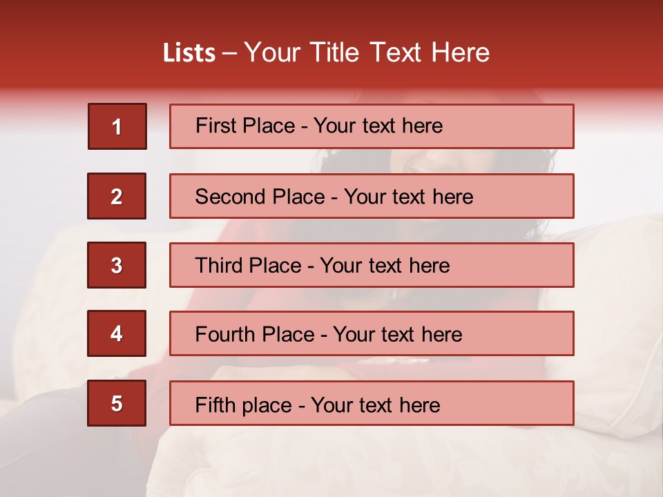 A Woman Sitting On A Couch With Her Arms Crossed PowerPoint Template