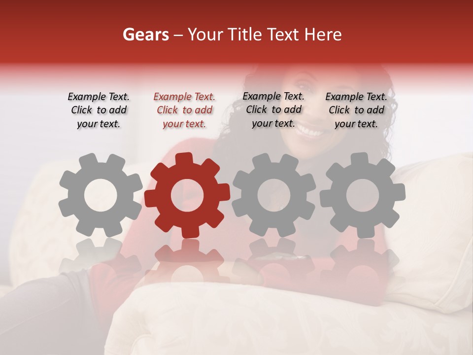 A Woman Sitting On A Couch With Her Arms Crossed PowerPoint Template