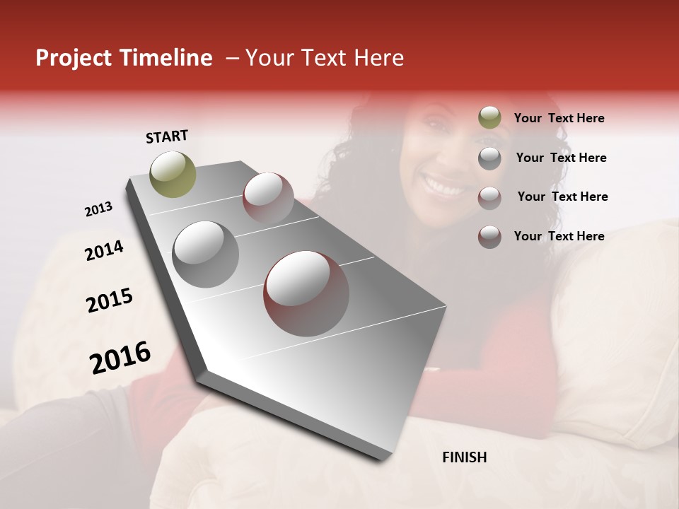 A Woman Sitting On A Couch With Her Arms Crossed PowerPoint Template