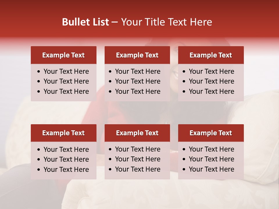 A Woman Sitting On A Couch With Her Arms Crossed PowerPoint Template