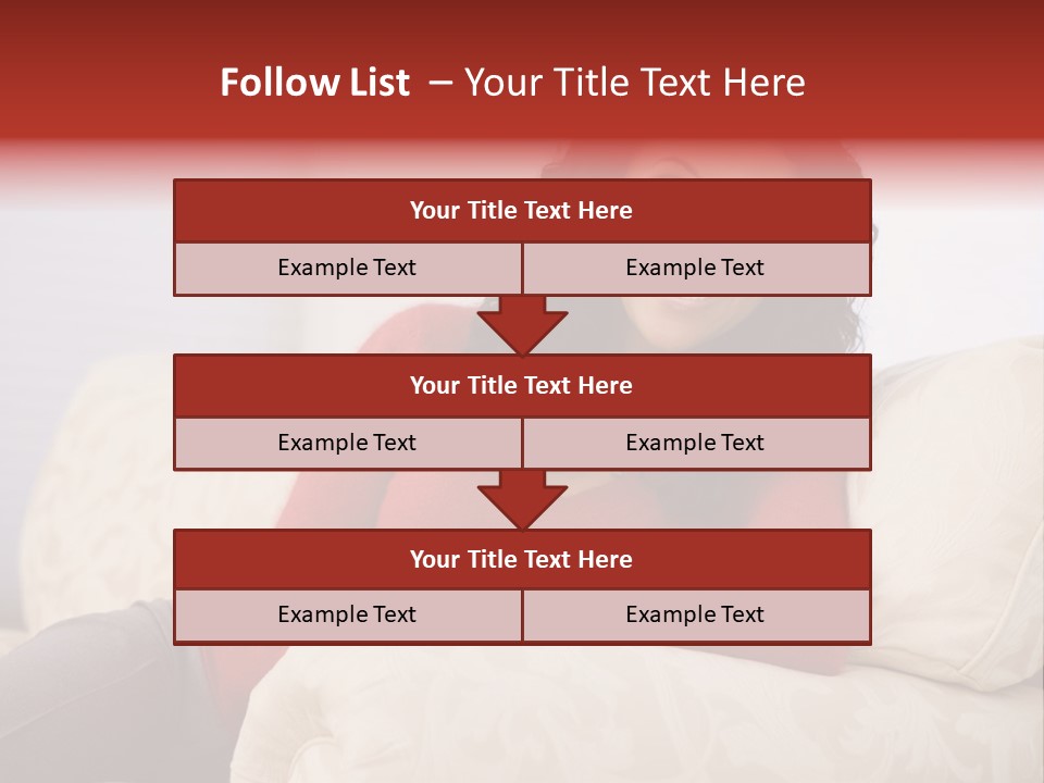 A Woman Sitting On A Couch With Her Arms Crossed PowerPoint Template