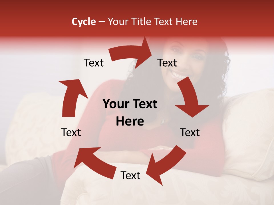 A Woman Sitting On A Couch With Her Arms Crossed PowerPoint Template