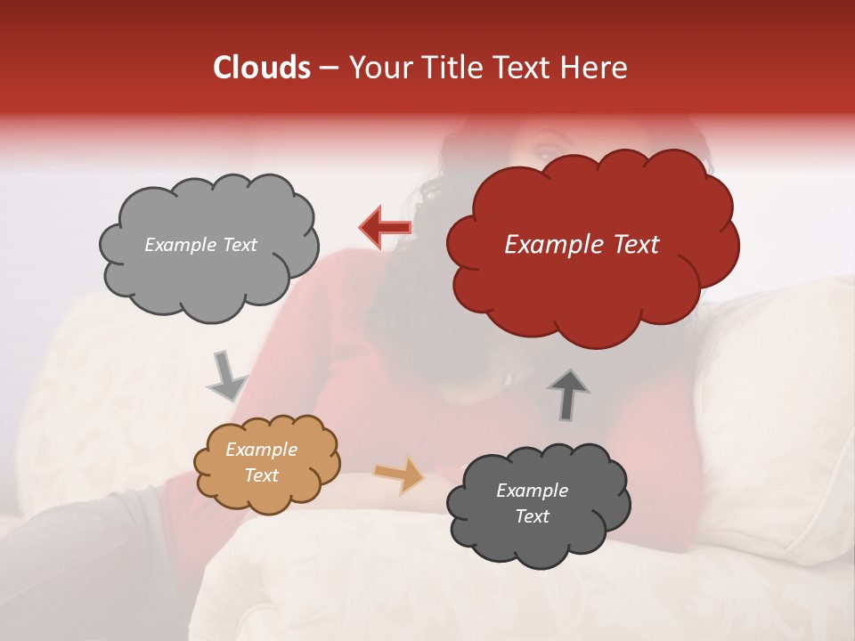 A Woman Sitting On A Couch With Her Arms Crossed PowerPoint Template