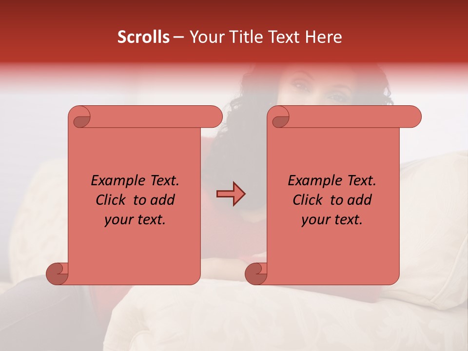 A Woman Sitting On A Couch With Her Arms Crossed PowerPoint Template