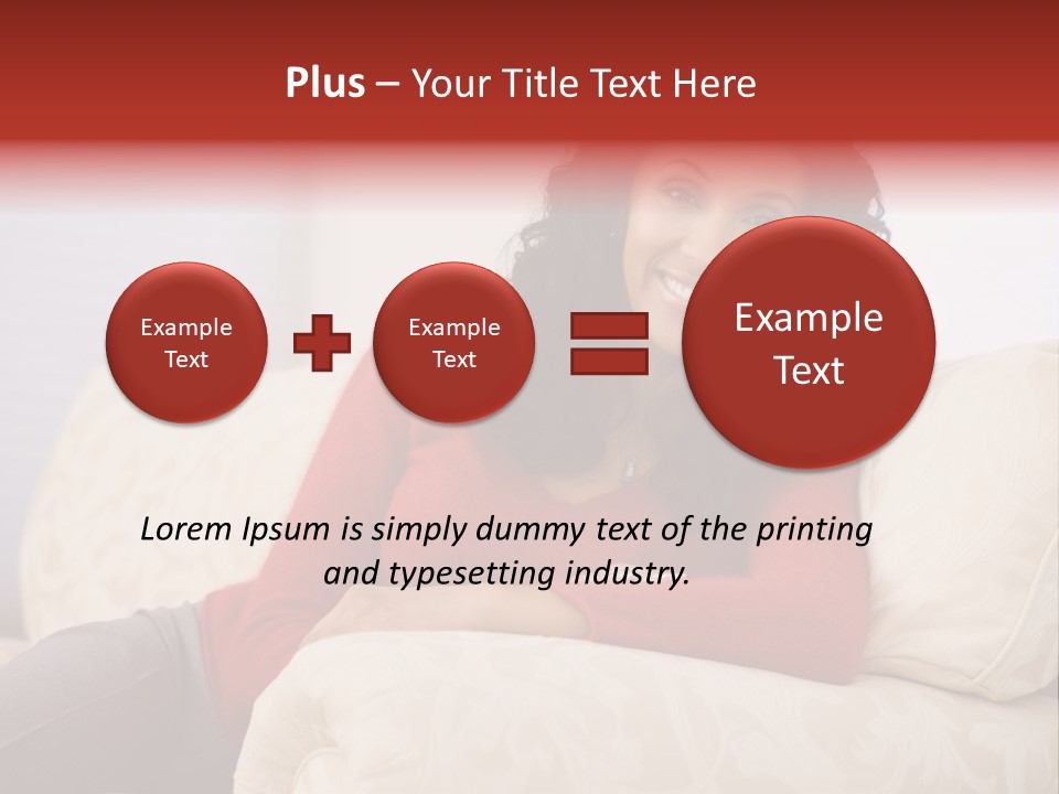 A Woman Sitting On A Couch With Her Arms Crossed PowerPoint Template