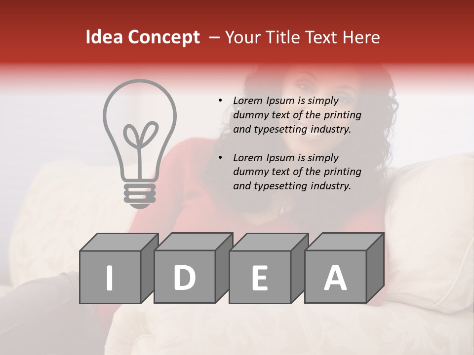 A Woman Sitting On A Couch With Her Arms Crossed PowerPoint Template