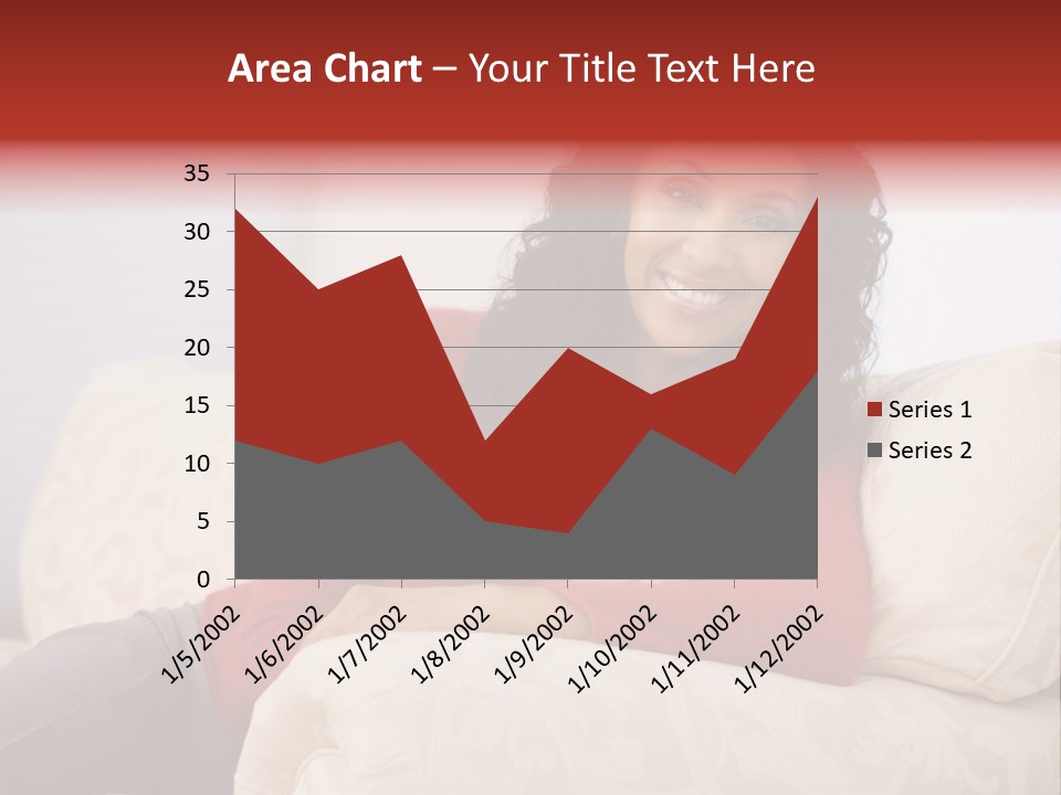 A Woman Sitting On A Couch With Her Arms Crossed PowerPoint Template