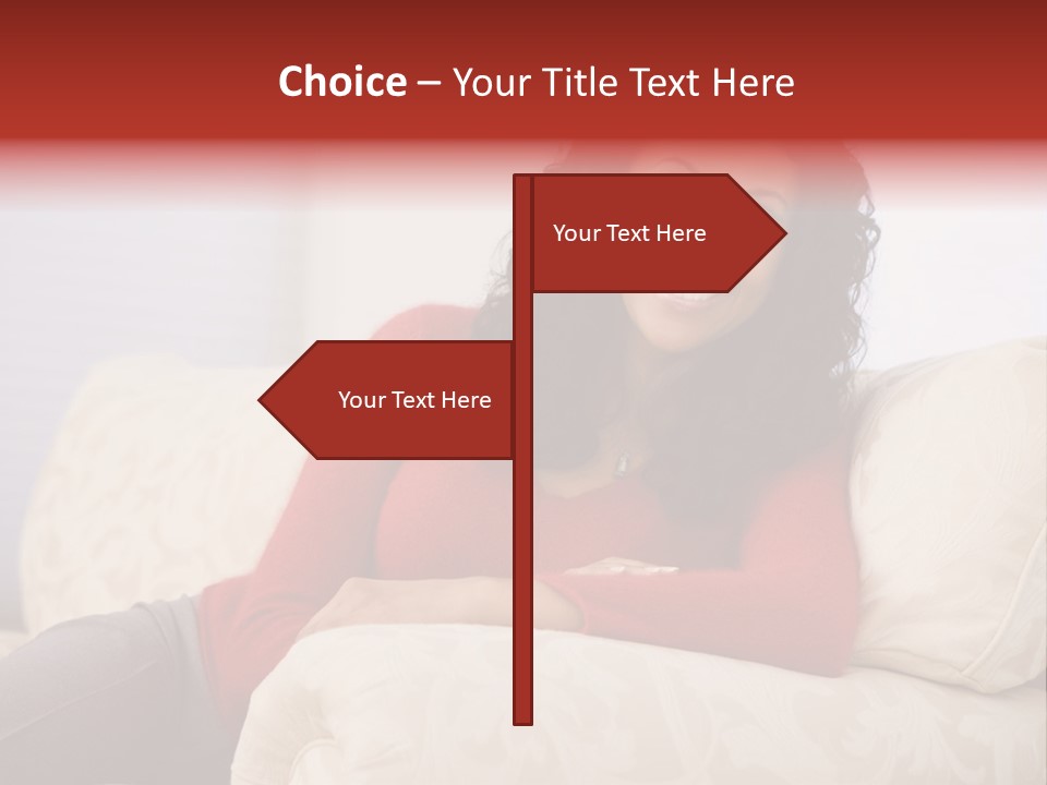 A Woman Sitting On A Couch With Her Arms Crossed PowerPoint Template