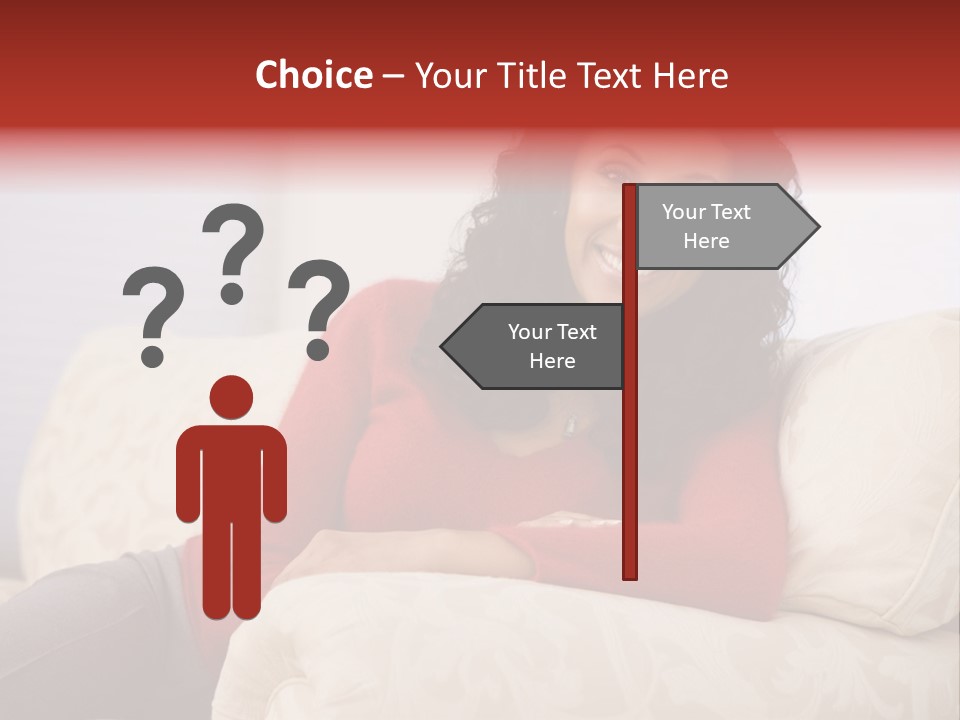 A Woman Sitting On A Couch With Her Arms Crossed PowerPoint Template