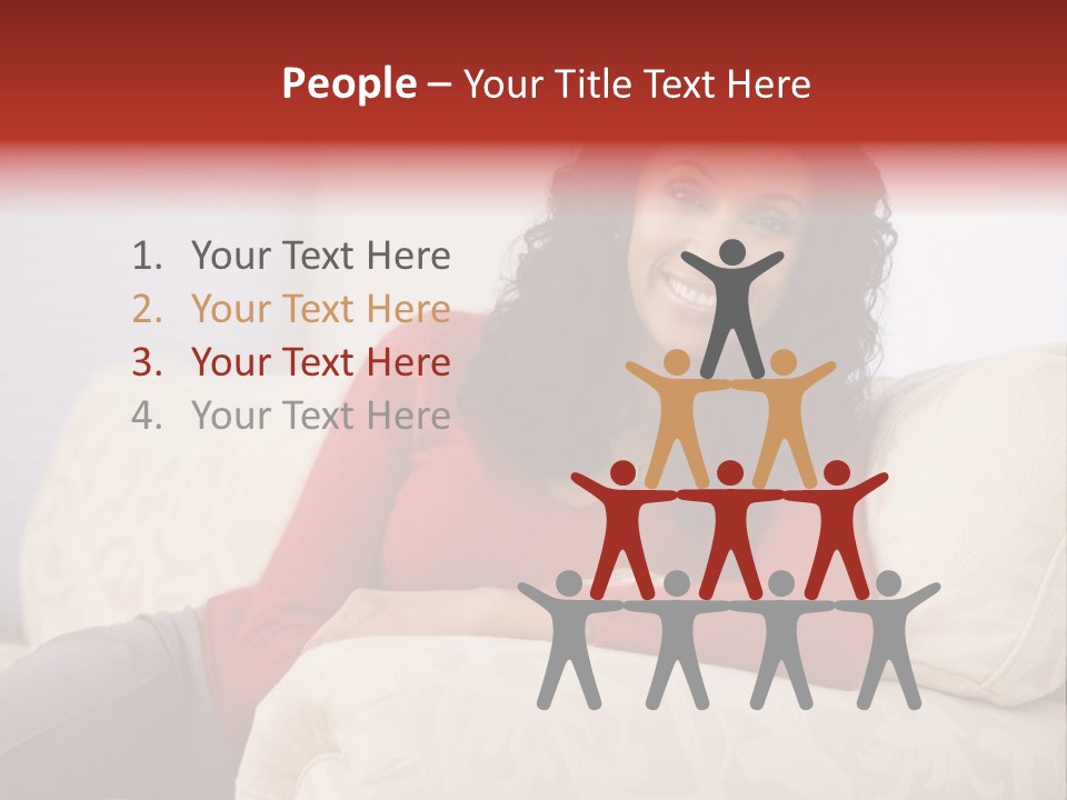 A Woman Sitting On A Couch With Her Arms Crossed PowerPoint Template