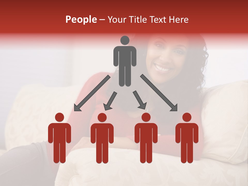 A Woman Sitting On A Couch With Her Arms Crossed PowerPoint Template