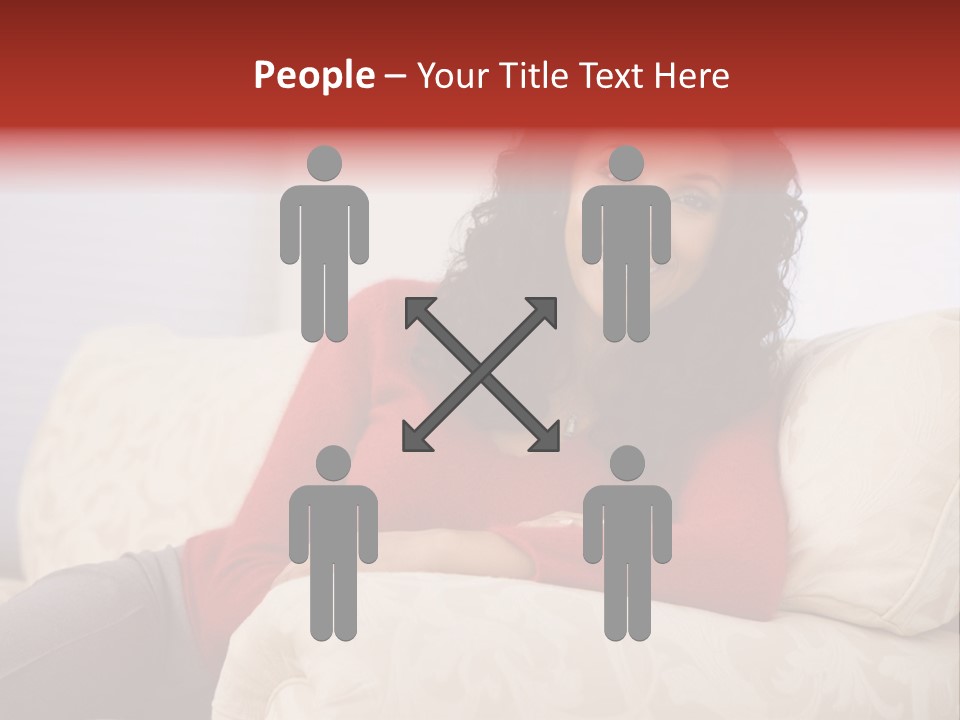 A Woman Sitting On A Couch With Her Arms Crossed PowerPoint Template
