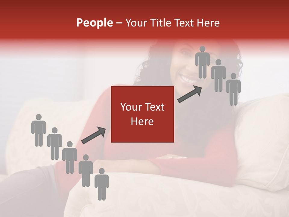 A Woman Sitting On A Couch With Her Arms Crossed PowerPoint Template