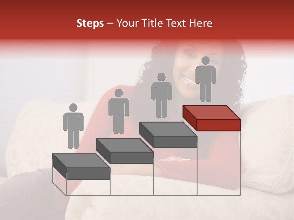 A Woman Sitting On A Couch With Her Arms Crossed PowerPoint Template
