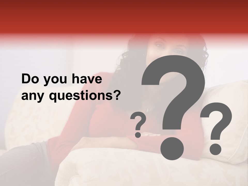 A Woman Sitting On A Couch With Her Arms Crossed PowerPoint Template