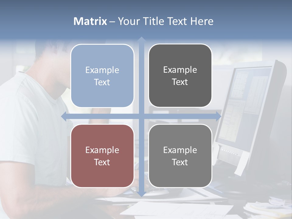 Man In Home Office On Telephone Using Computer And Smiling PowerPoint Template