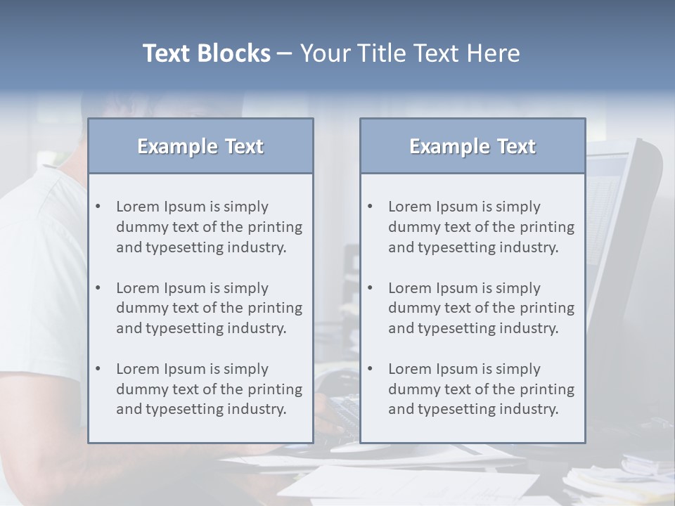 Man In Home Office On Telephone Using Computer And Smiling PowerPoint Template