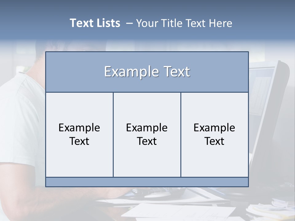 Man In Home Office On Telephone Using Computer And Smiling PowerPoint Template