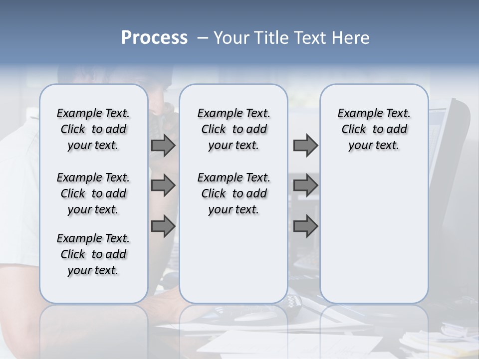 Man In Home Office On Telephone Using Computer And Smiling PowerPoint Template