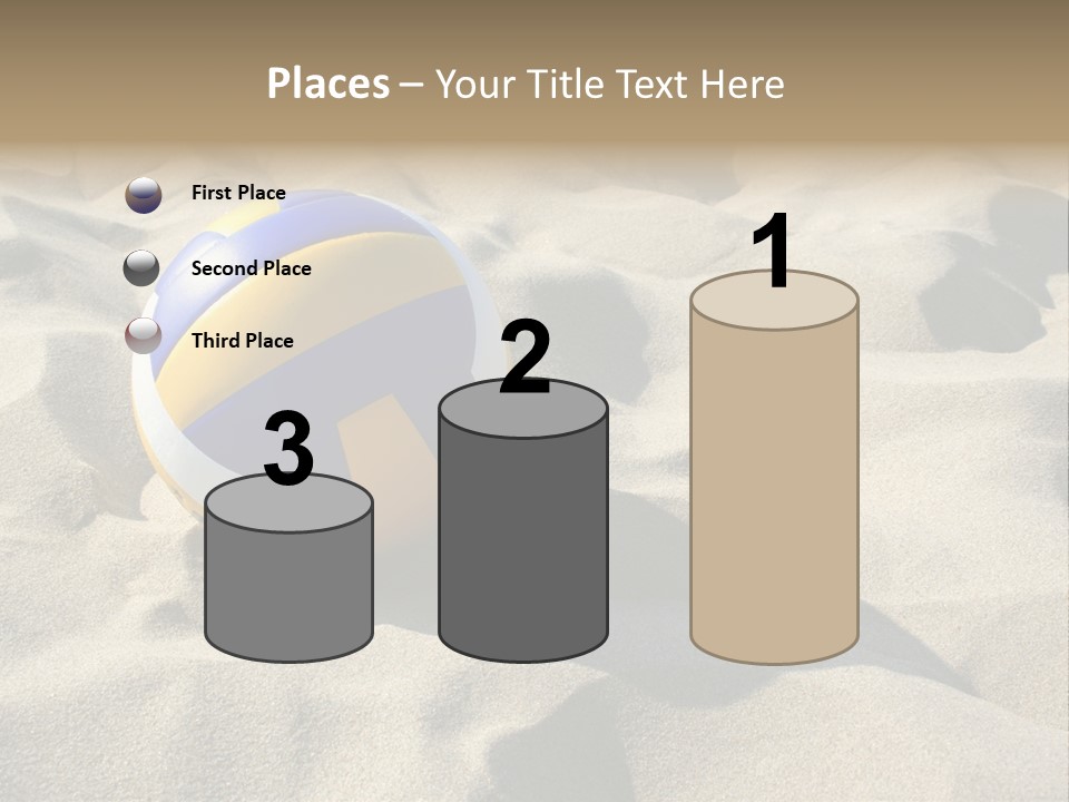 A Volley Ball On A Sandy Beach Powerpoint Template PowerPoint Template