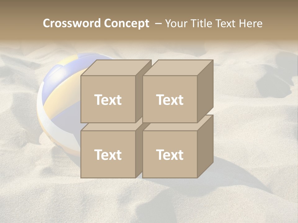 A Volley Ball On A Sandy Beach Powerpoint Template PowerPoint Template