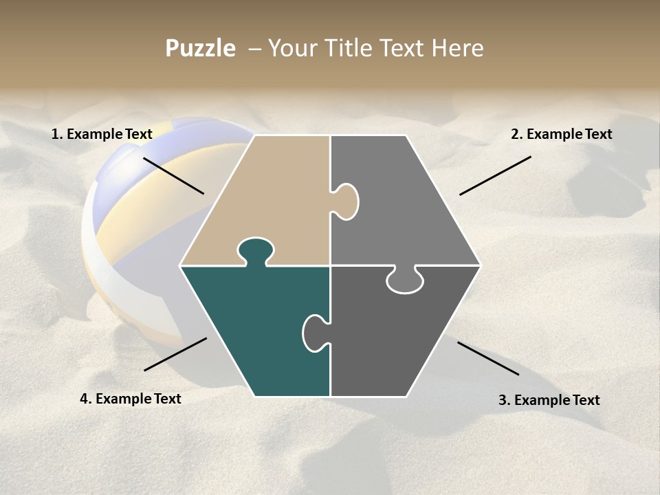 A Volley Ball On A Sandy Beach Powerpoint Template PowerPoint Template