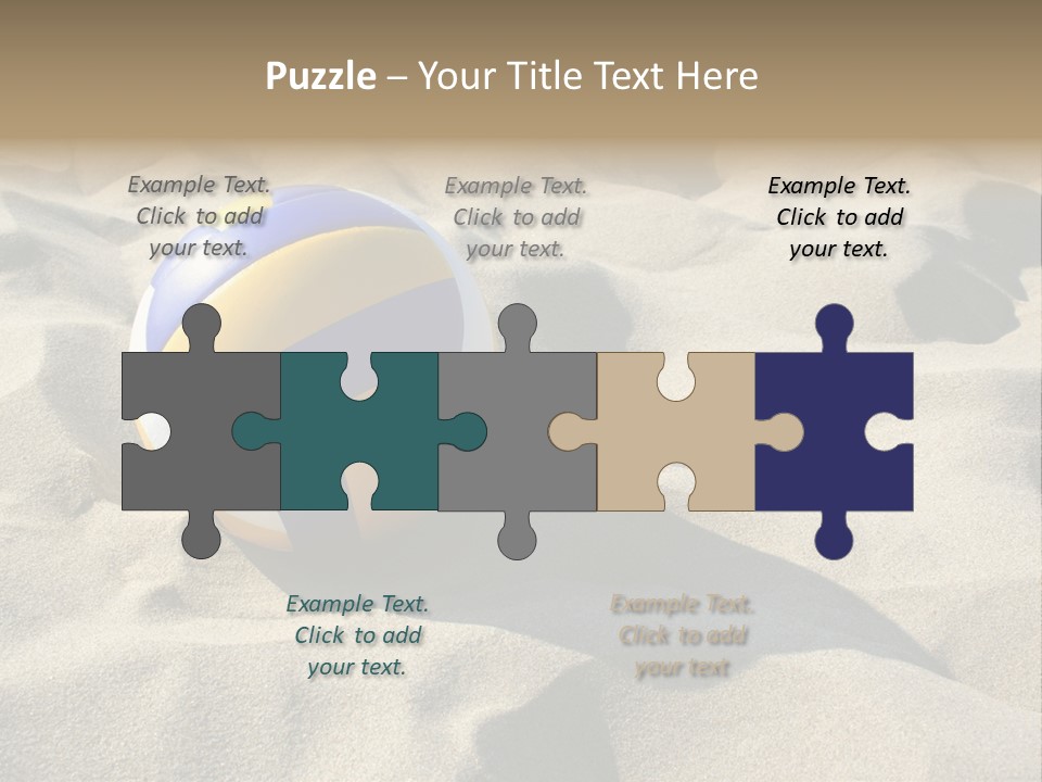 A Volley Ball On A Sandy Beach Powerpoint Template PowerPoint Template