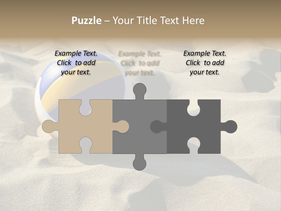 A Volley Ball On A Sandy Beach Powerpoint Template PowerPoint Template