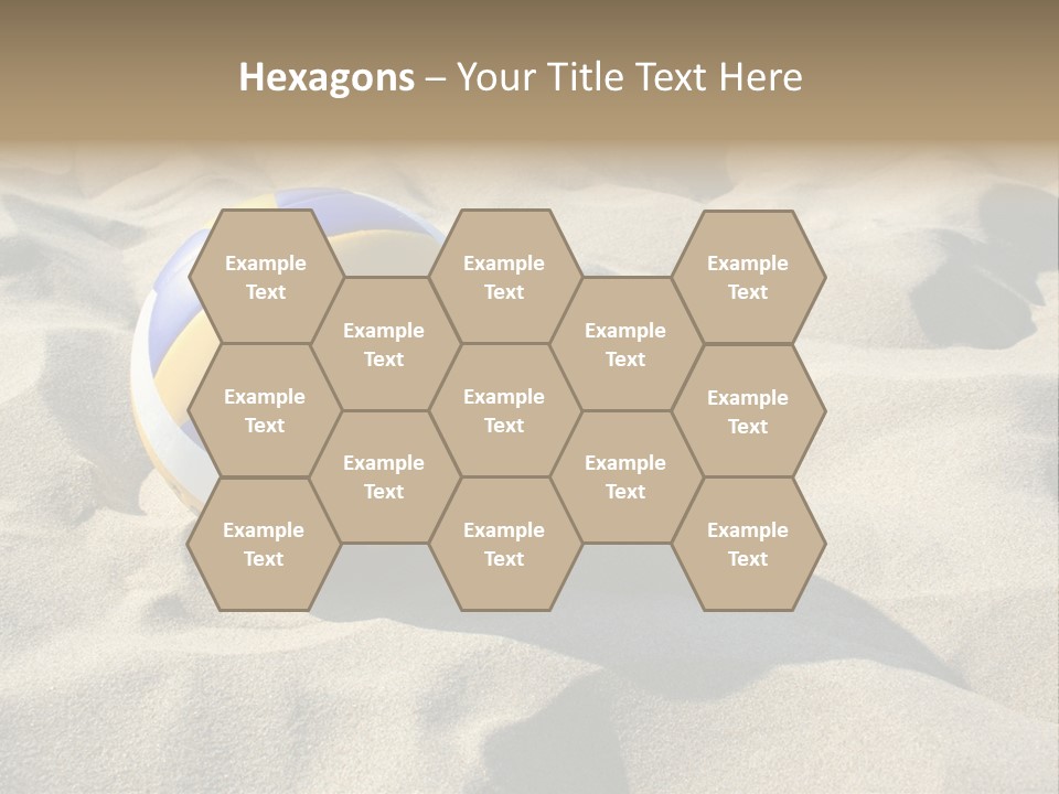 A Volley Ball On A Sandy Beach Powerpoint Template PowerPoint Template