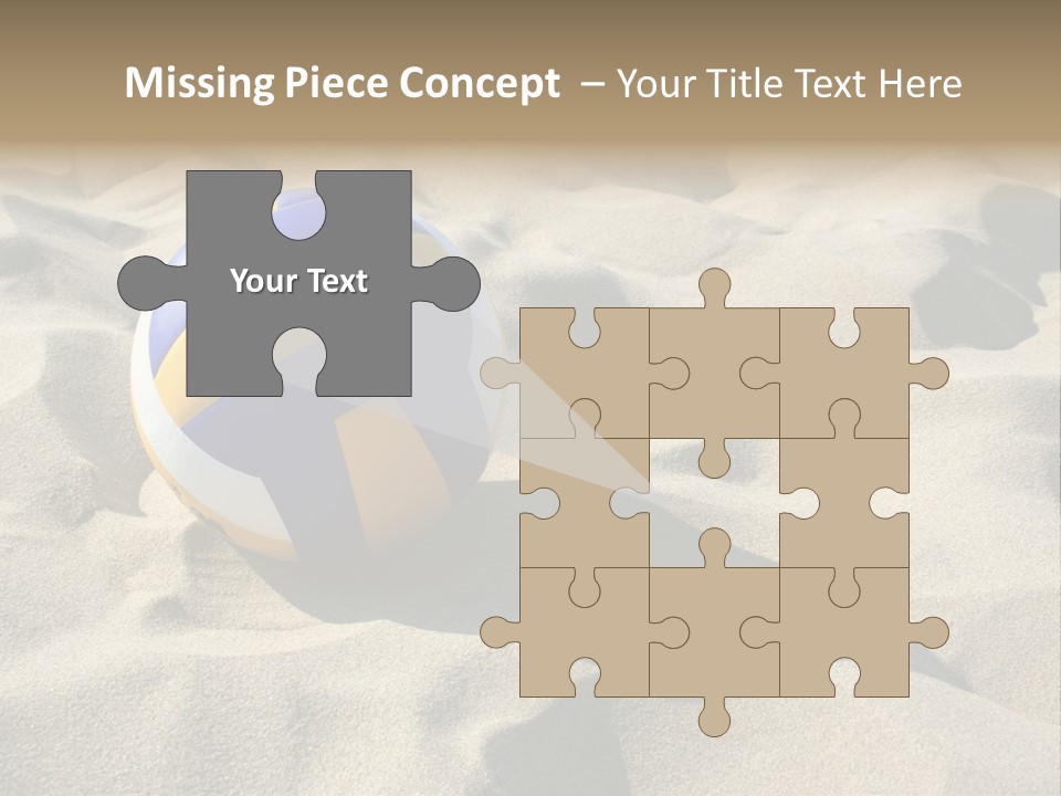 A Volley Ball On A Sandy Beach Powerpoint Template PowerPoint Template
