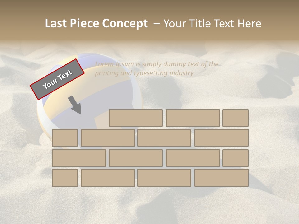 A Volley Ball On A Sandy Beach Powerpoint Template PowerPoint Template