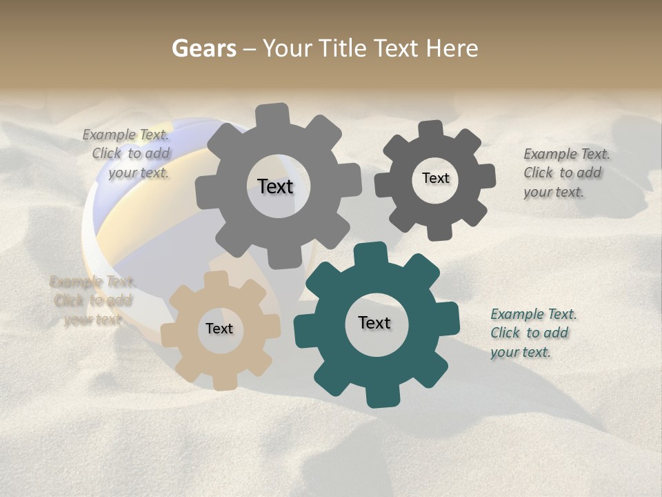 A Volley Ball On A Sandy Beach Powerpoint Template PowerPoint Template