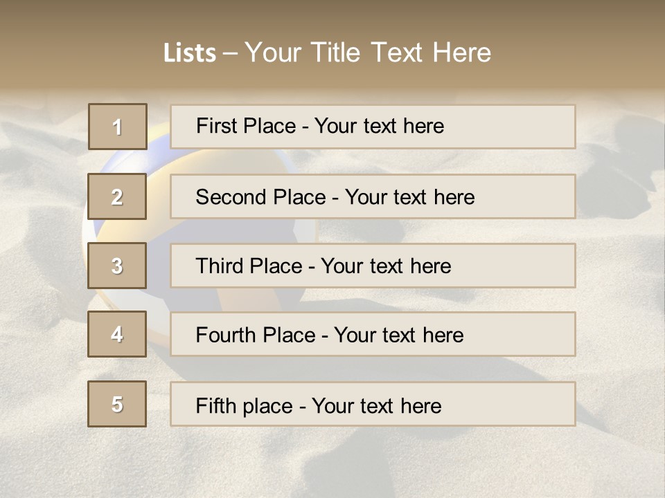 A Volley Ball On A Sandy Beach Powerpoint Template PowerPoint Template