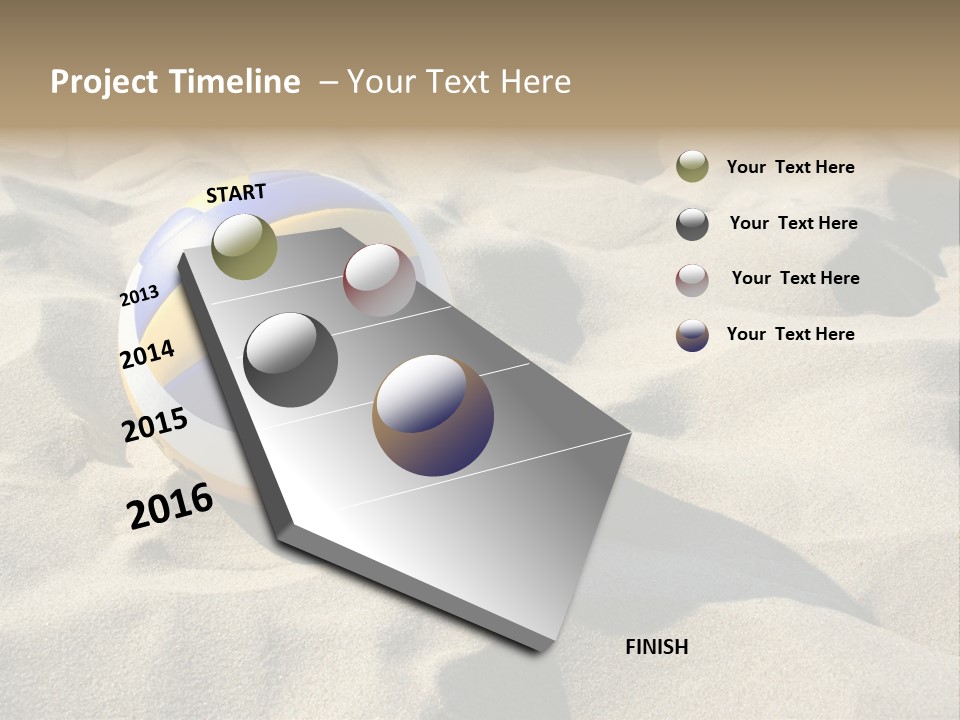 A Volley Ball On A Sandy Beach Powerpoint Template PowerPoint Template