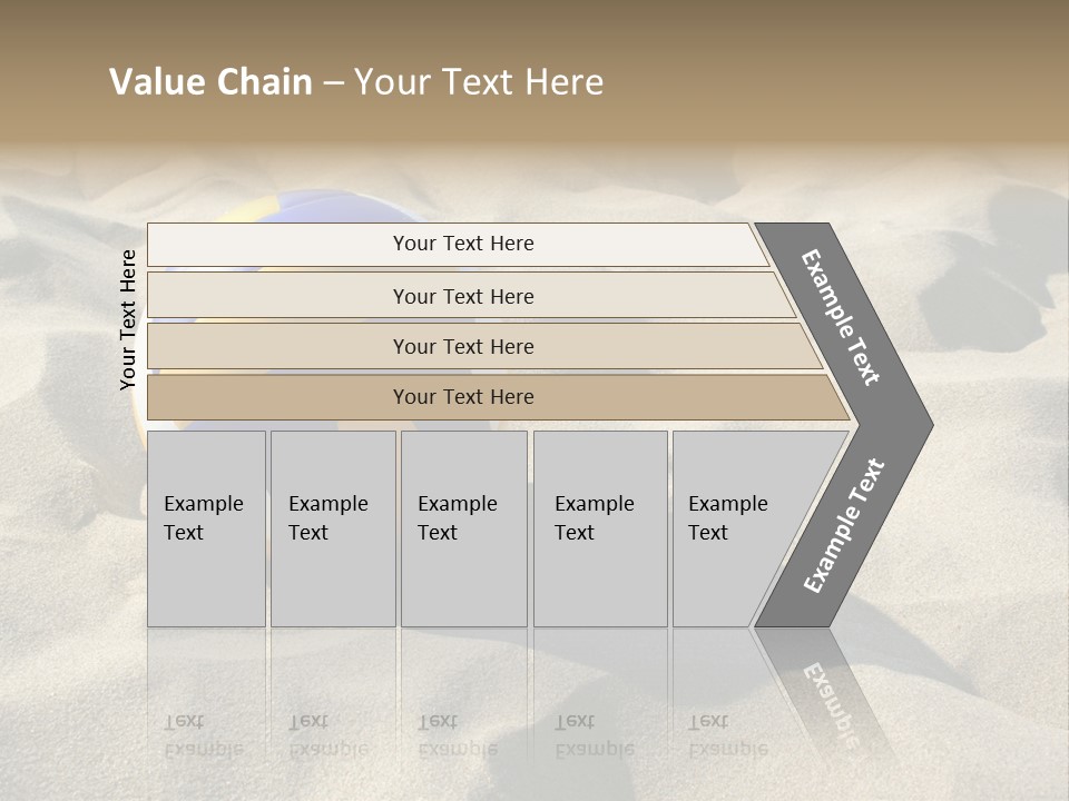 A Volley Ball On A Sandy Beach Powerpoint Template PowerPoint Template