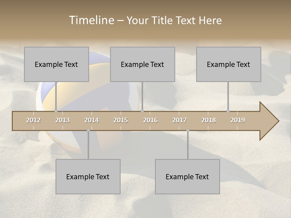 A Volley Ball On A Sandy Beach Powerpoint Template PowerPoint Template