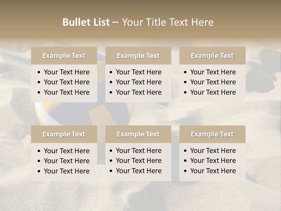 A Volley Ball On A Sandy Beach Powerpoint Template PowerPoint Template