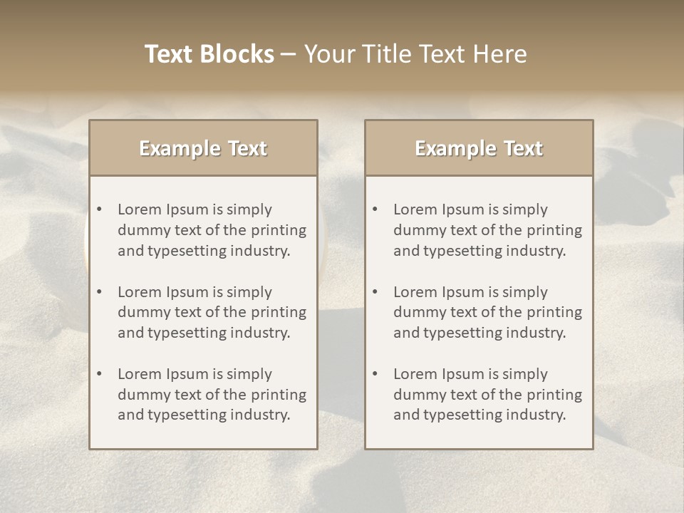 A Volley Ball On A Sandy Beach Powerpoint Template PowerPoint Template