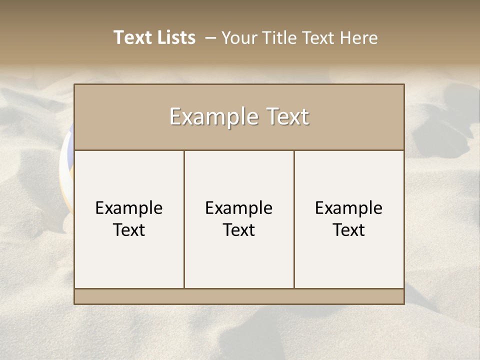 A Volley Ball On A Sandy Beach Powerpoint Template PowerPoint Template