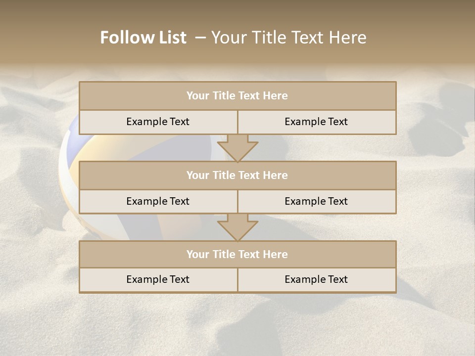 A Volley Ball On A Sandy Beach Powerpoint Template PowerPoint Template