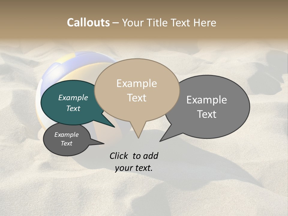 A Volley Ball On A Sandy Beach Powerpoint Template PowerPoint Template