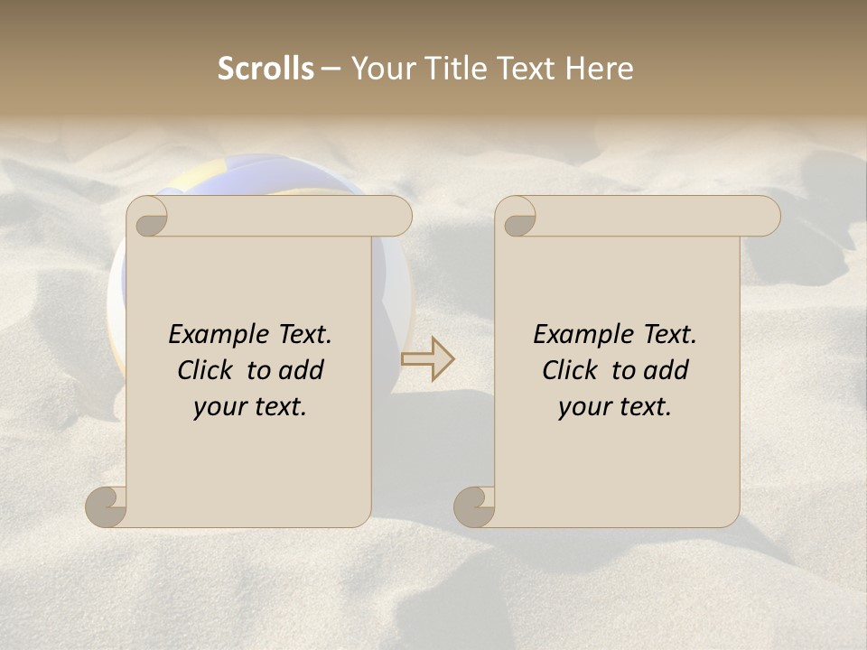 A Volley Ball On A Sandy Beach Powerpoint Template PowerPoint Template